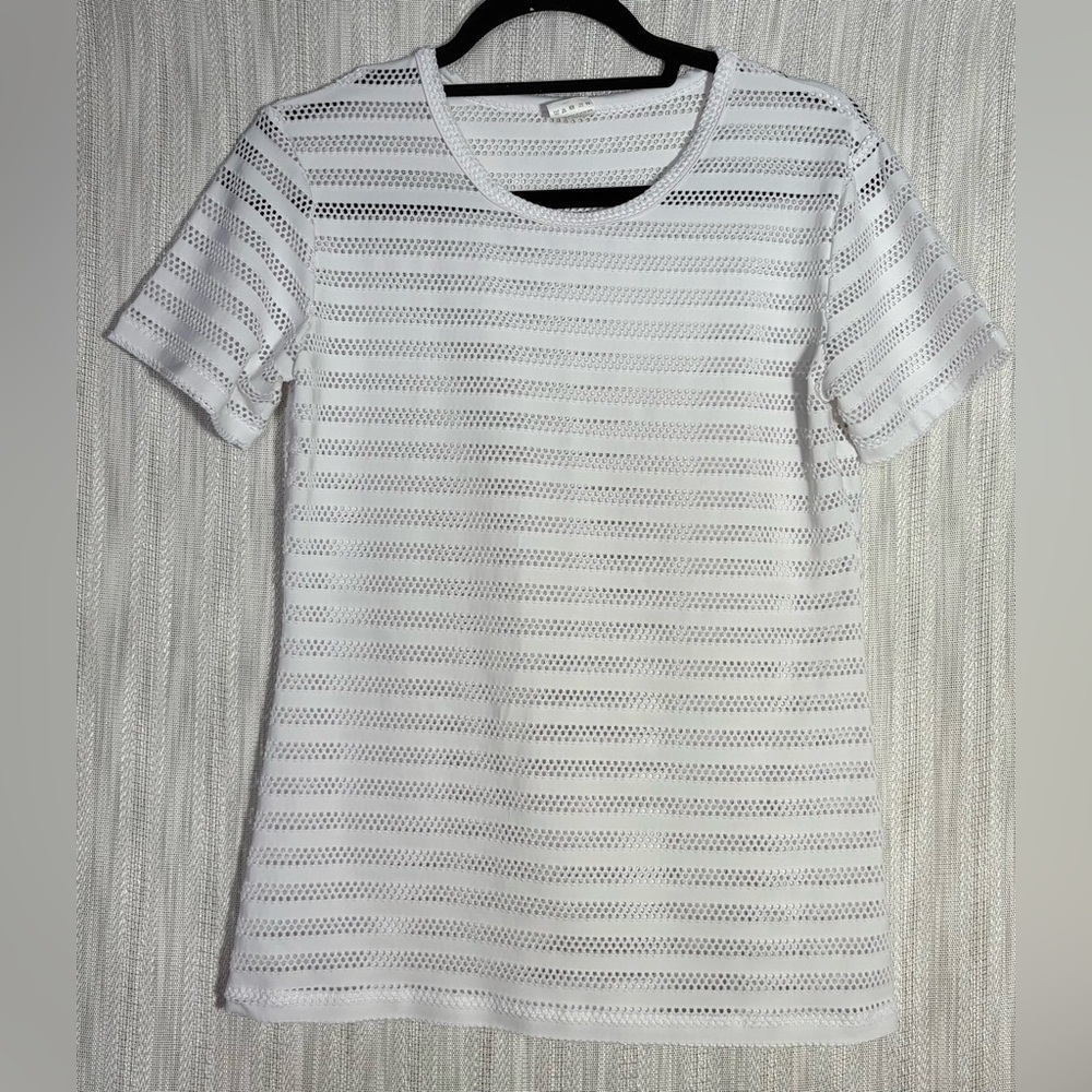 ZYIA White Eyelet Short Sleeve Tee